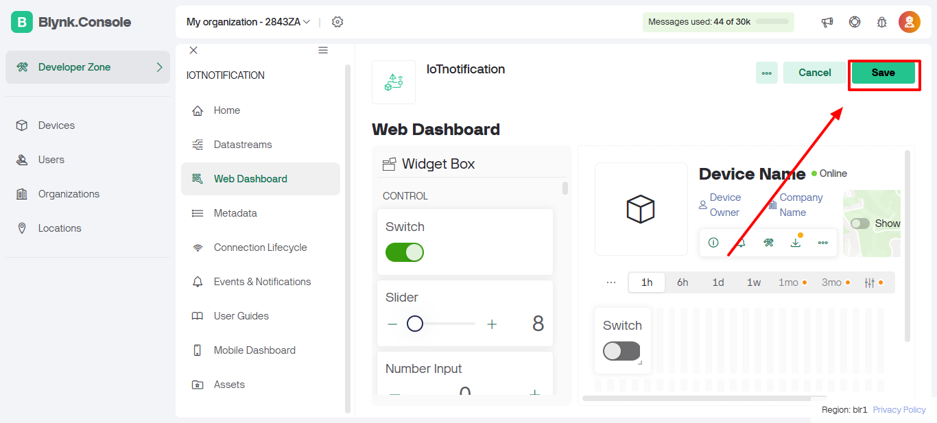 Save Dashboard Changes