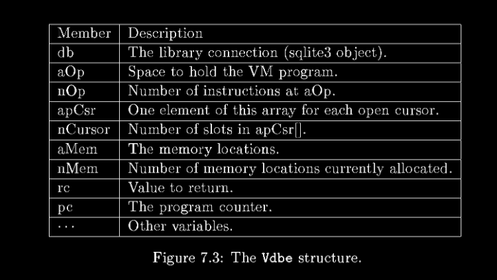 figure 7.3: Th e Vdbe structure.